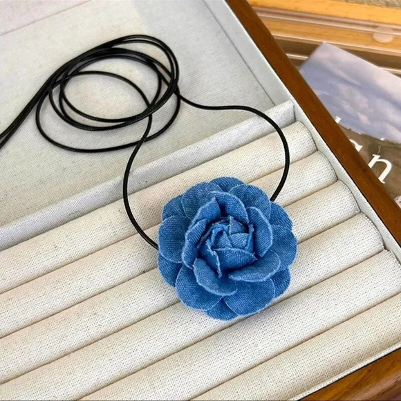 Free People Flower Denim Cord Choker - Picture 3 of 7